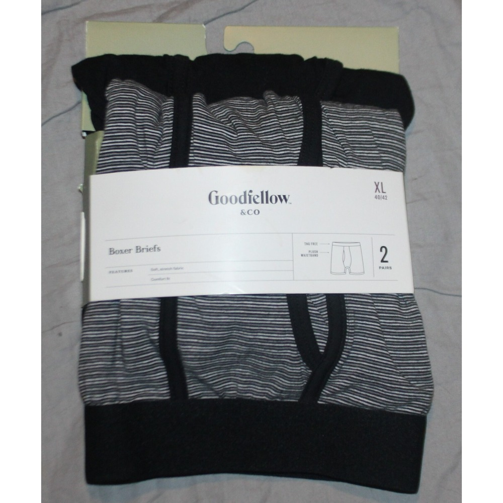 Men's striped Print Boxer Briefs 2pk - Goodfellow & Co black size XL
